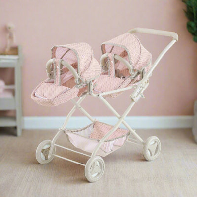 Olivia s Little World Olivia s Little World Polka Dot Princess Baby Doll Twin Bassinet Stroller